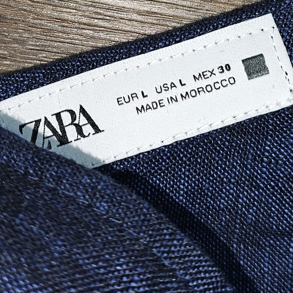 SOLD Zara Womens Dress Sz L Blue/Black Blend 100% Linen TShirt Style Maxi Preppy - Picture 12 of 14